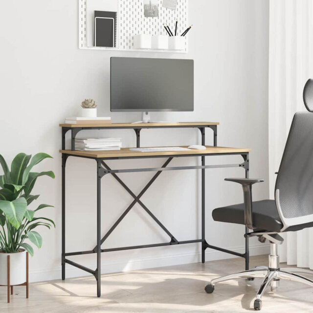 Desk Black Oak 100 X 50 X 90 Cm Engineered Wood