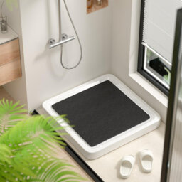 Square Shower Mat Non Slip Anti Mould, 53 x 53cm Soft PVC Loofah Shower Mat for Inside Shower, Bath Mat Anti Slip With Drain, Quick Drying Shower Bath