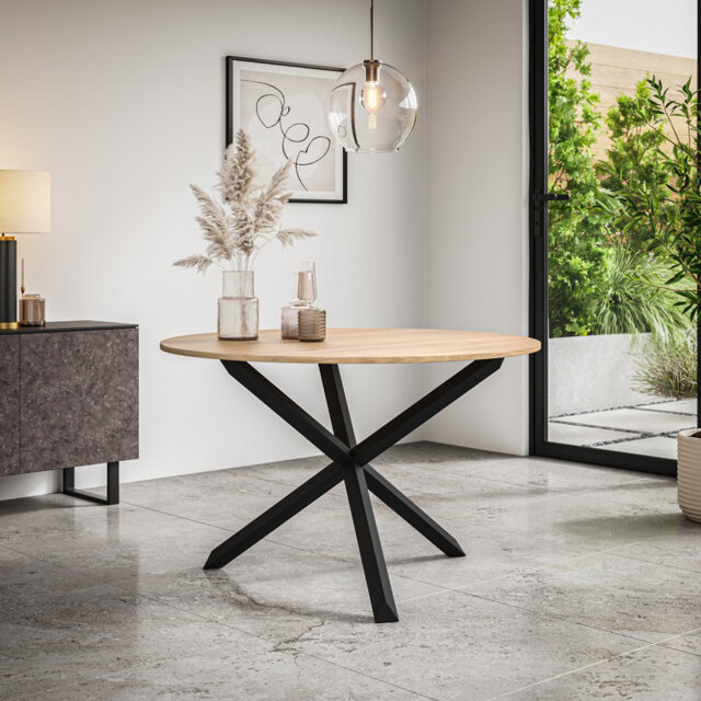 Daryen Round Solid Wood Base Dining Table
