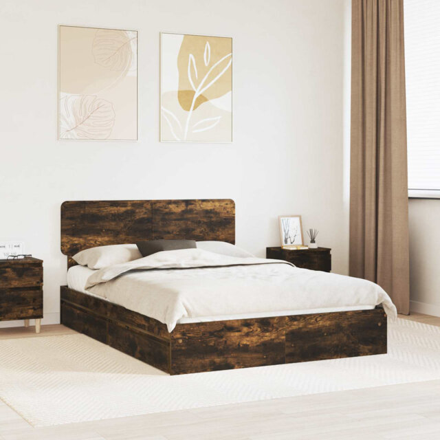 Storage Bed With Drawer Sonoma Oak 140 X 200 Cm Engineered Wood