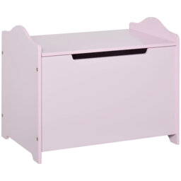 Light Pink Wave Edge Kids Toy Box Flip Top Storage Chest With Safety Stay Hinge Solid MDF Toy Organiser Furniture For Playroom Bedroom Children Over 3