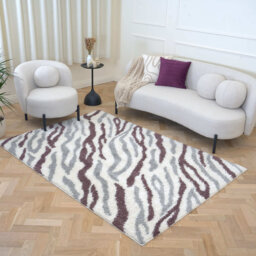 Moodi Modern Shaggy Area Rug Abstract Brushstroke Line Design