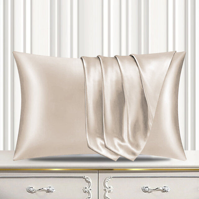 Satin Silk Pillow Cases Pack of 2 Super Soft Smooth Pillow Covers Breathable Hypoallergenic Envelope Closure