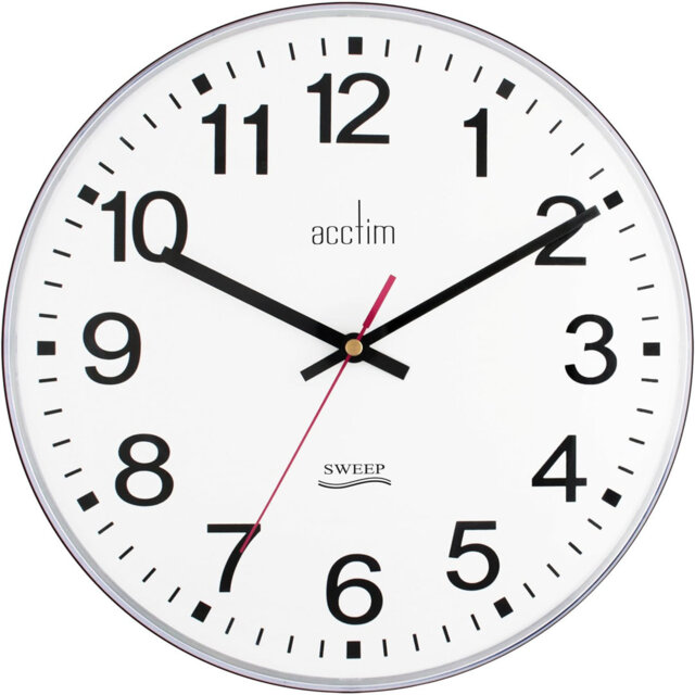Acctim Clerkenwell Wall Clock Non Ticking Sweep Quartz Easy Read Arabic Numbers Black 30cm