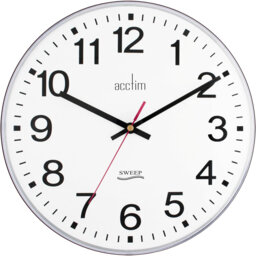 Acctim Clerkenwell Wall Clock Non Ticking Sweep Quartz Easy Read Arabic Numbers Black 30cm