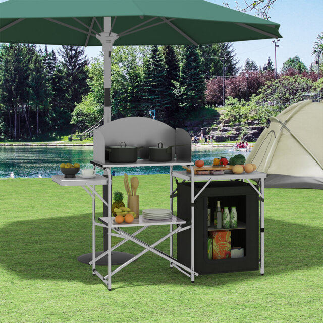 Washta Rectangular Wood Metal Folding Outdoor Camping Table , cm W 48cm cm D