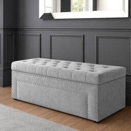 Duke Ottoman Storage Box - Chesterfield Upholstered Blanket Box - Plush Velvet Ottoman Bench with Storage