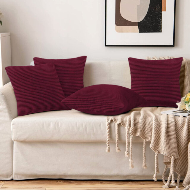 Soft & Cozy Stripe Velvet Cushion Cover (Set Of 4)