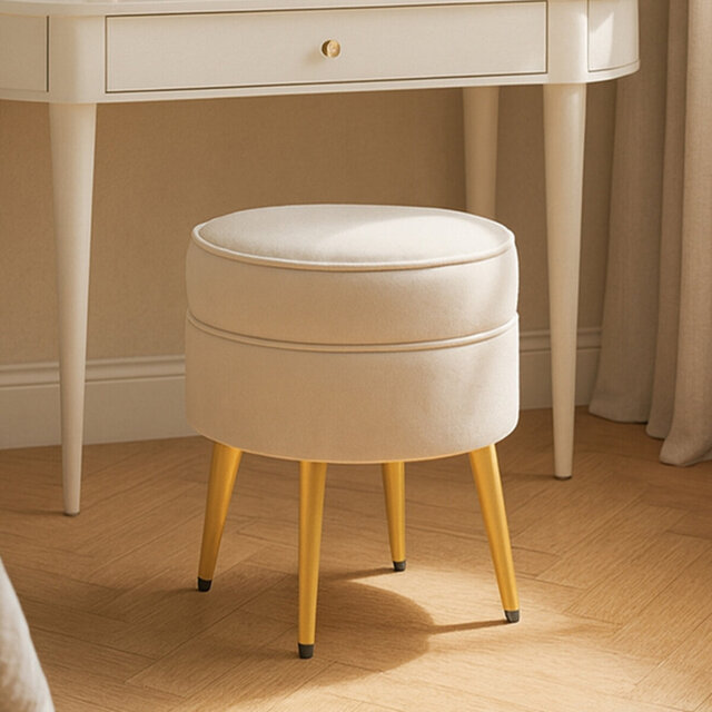 Willsboro 40Cm Wide Velvet Round Footstool Ottoman