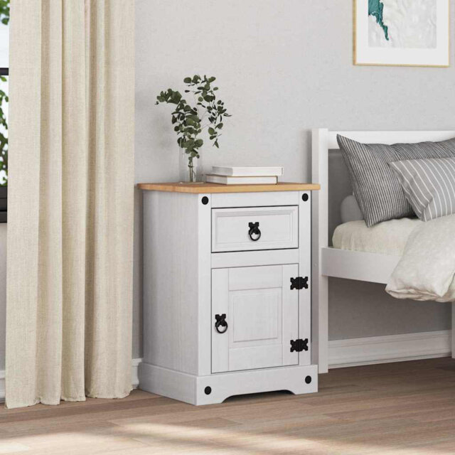 Bedside Table With Drawer Corona Solid Pine Wood Nightstand Furniture