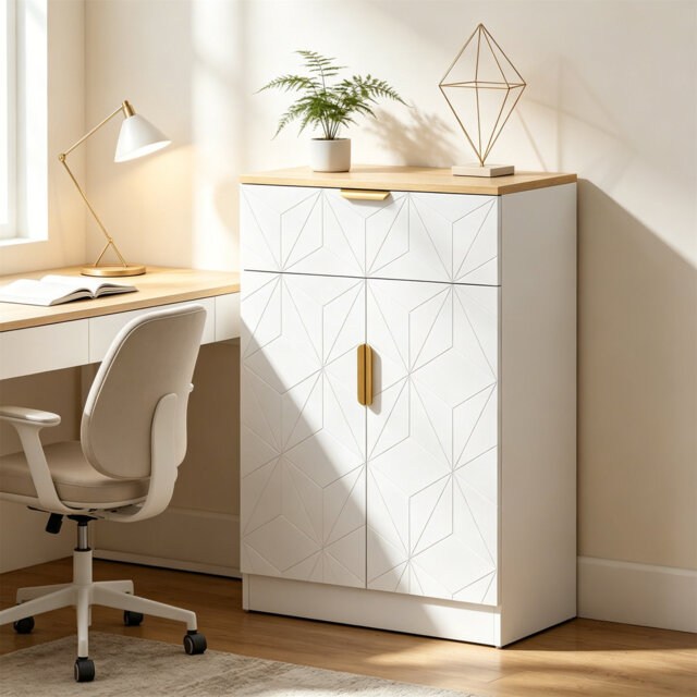 Modern Sideboard Storage Cabinet With Drawer & Adjustable Shelf For Living Room/Kitchen/Dining Room
