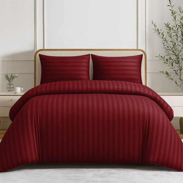 Striped 4-Piece Microfiber Bedding Set, Duvet Cover, Fitted Sheet & Pillowcases