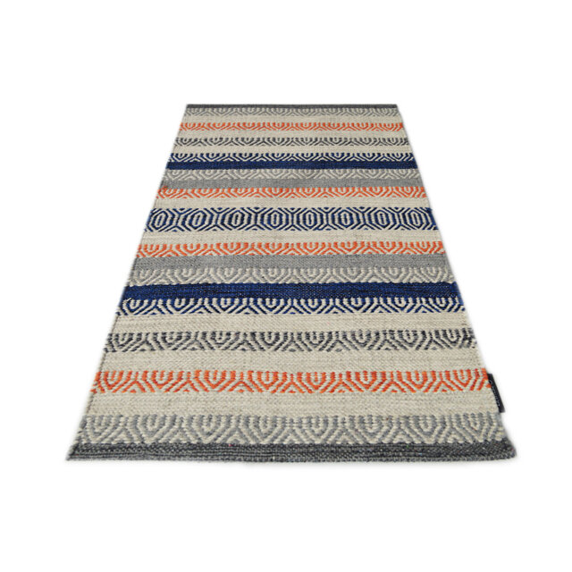 Saffron Handmade Kilim Cotton Blue/Beige/Orange Rug
