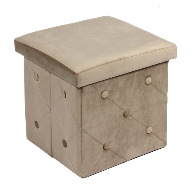 Farview 38cm Wide Velvet Square Ottoman with Storage