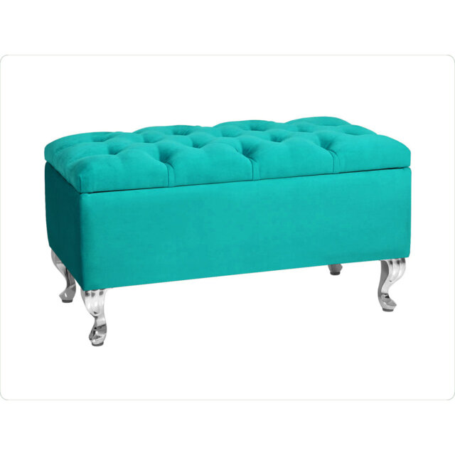 Londona Wide Velvet Tufted Rectangle Solid Color Standard Ottoman Bench with Storage, Upholstery Footstool End of Bed Bench