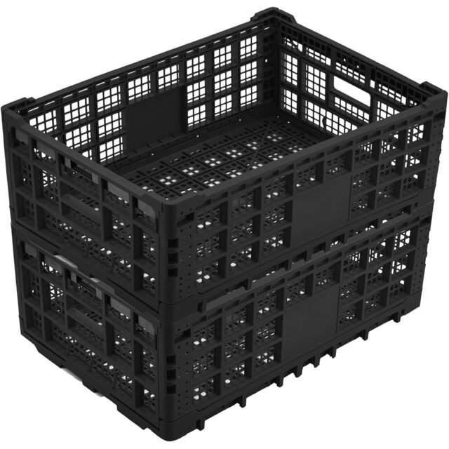 "Collapsible Storage Crates, 52 Liter Heavy Duty Foldable Plastic Crates , Storage Baskets and Bins 23.6"" L x 15.7"" W x 8.6"" H Stackable Dairy Milk Cra"
