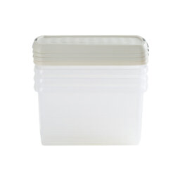 Wham Clip 4x 7L Rectangular Plastic Storage Boxes with Secure Clip Lock Lids. L:39 x W:24 x H:10.5cm Clear/Green Milieu/Stone