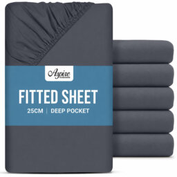 Aspire Homeware Charcoal 25cm Deep Fitted Sheets with Elasticated Edges