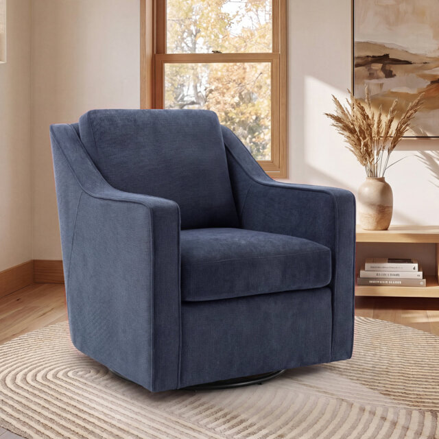 Modern Swivel Armchair W/ Removable Cushions, 360° Rotation & Thick Padding for Living Room