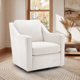 Modern Swivel Armchair W/ Removable Cushions, 360° Rotation & Thick Padding for Living Room