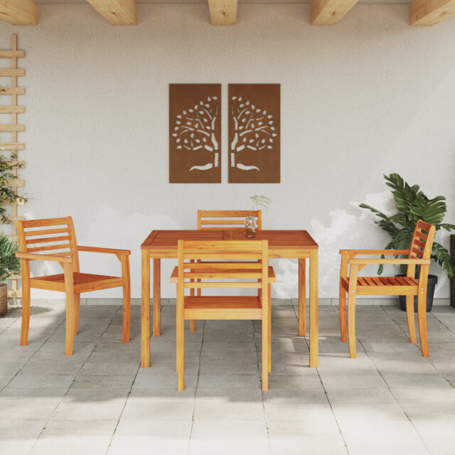 Garden Dining Set 5 Pcs Brown 75 Cm