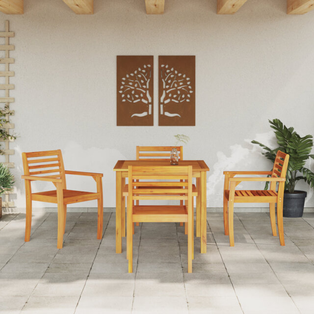 Garden Dining Set 5 Pcs Brown 75 Cm
