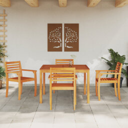 Garden Dining Set 5 Pcs Brown 75 Cm