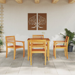 Garden Dining Set 5 Pcs Brown 75 Cm