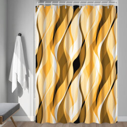 Pack of 1 Modern Abstract Black and Grey Striped Shower Curtain Set with Hooks