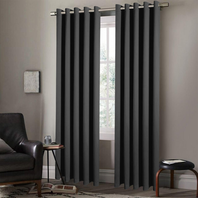 Blackout Eyelet Curtain Panel – Thermal Insulated Light-Blocking Curtain With Metal Grommets For Living Room & Bedroom