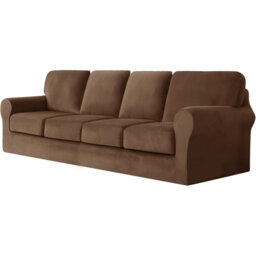 Sofa Cover With Separate Seat Cushions And Backrests Stretch Velvet Sofa Slipcover Couch Covers Furniture Protector Split Combined (4 Seat Set 9 PCS)
