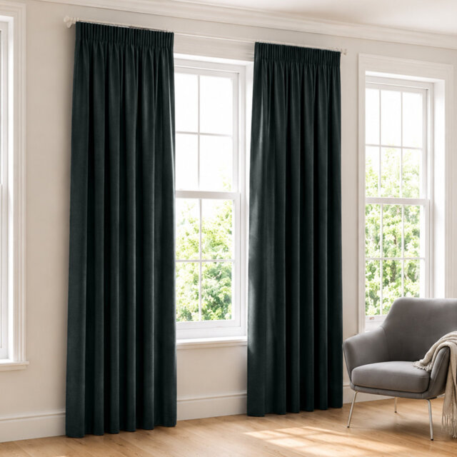 Kensington Homeware Blackout Thermal Room Darkening Pencil Pleat Window Curtain Pair