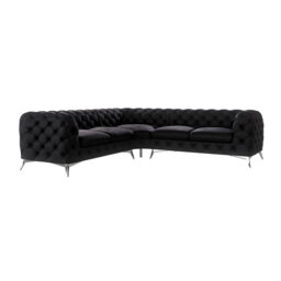 Chesterfield Corner Sofa L-Shape  with Silver Metal Legs