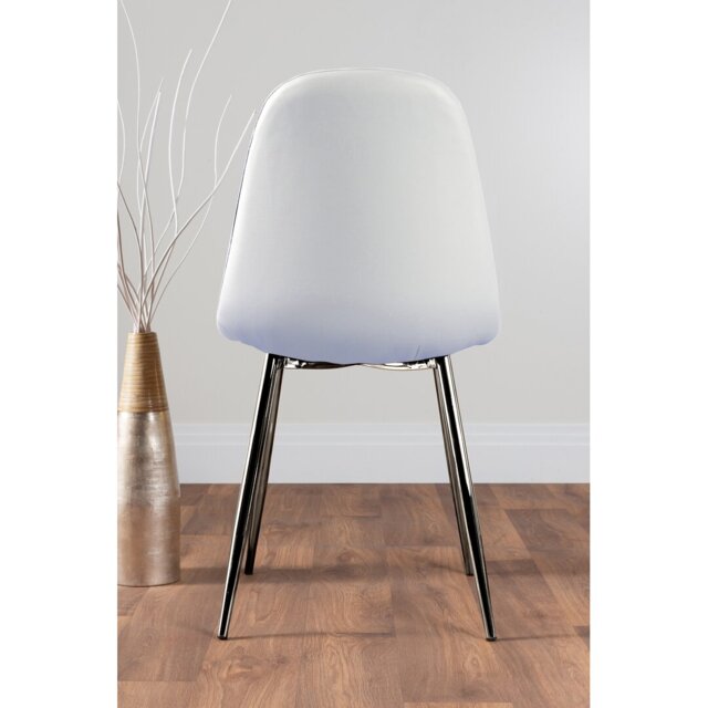 Tierra Modern Chrome Metal & Glass Round Dining Table Set with 6 Luxury Faux Leather Chairs