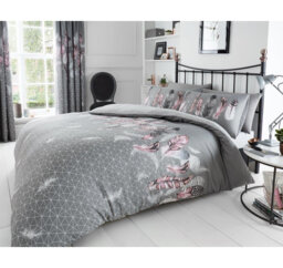 Modern Feather Design Duvet Cover Set with Matching Pillowcases - Polycotton Fabric Bedding