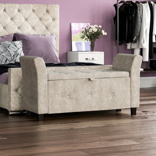Charlotte Upholstered Storage Ottoman, Toy Storage, Stool, Seat, UKFR Certified