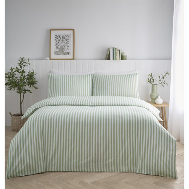 Cotton Blend Striped Duvet Cover Set