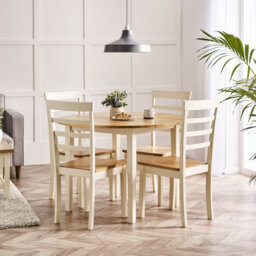 Alissah Solid Wood Farmhouse Round Dining Table Set - Traditional Rustic Kitchen Style