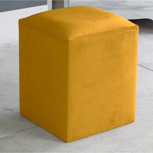Henton 40cm Wide Velvet Square Solid Colour Pouffe Ottoman