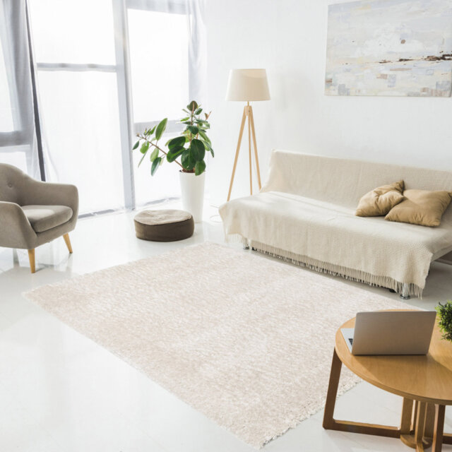 Machine Woven Shaggy 5 cm Rug, Recycled P.E.T, Plain Colour