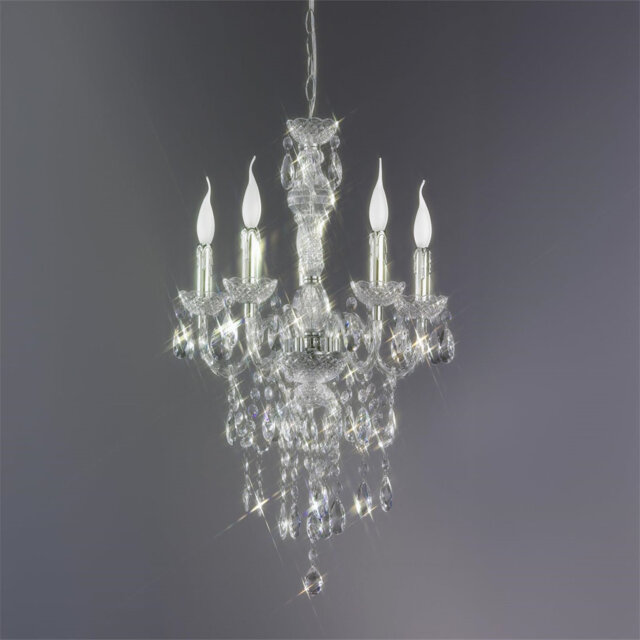 Clear acrylic chandelier, excl. 5 x E14 , For dining room, bathroom, bedroom, living room