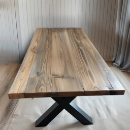Reclaimed Rustic Wood Dining Table Chunky X Legs