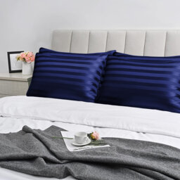 Pack of 2 Silky Soft Satin Striped Microfiber Pillow Covers - Luxury Look, Easy Care, Standard Size