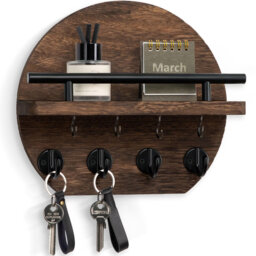 Manufactured Wood Wall Organizer with Key Hooks