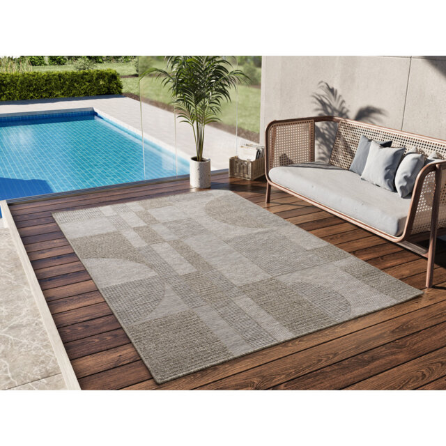 Jasmyn Geometric Shapes Flat Woven Flatweave Tan Area Rug