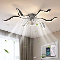 6-Speed 63cm Dimmable LED Reversible Flush Mount Ceiling Fan With Remote And App