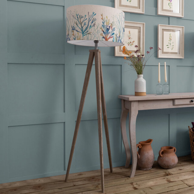 Aratus Floor Lamp & Coral Reef Eva Cobalt Shade