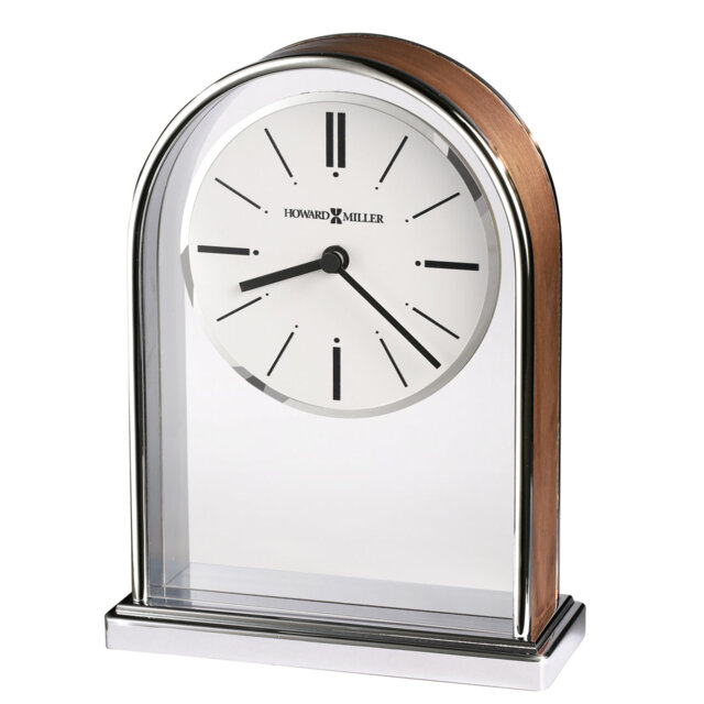 Analogue Quartz Movement / Crystal Tabletop Clock in Silver