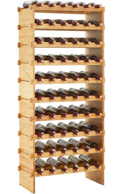Solid Wood Floor Wine Bottle Rack Brown