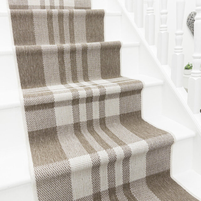 Chequered Beige Stair Runner – Reversible, Durable & Hardwearing Carpet for Stairs & Staircases, Multiple Lengths